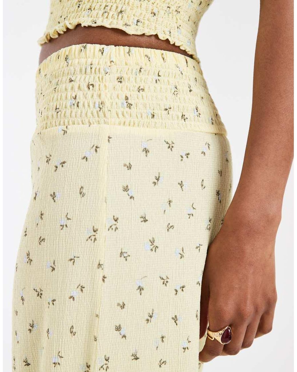 Pieces White Smock Waist Ditsy Floral Pants