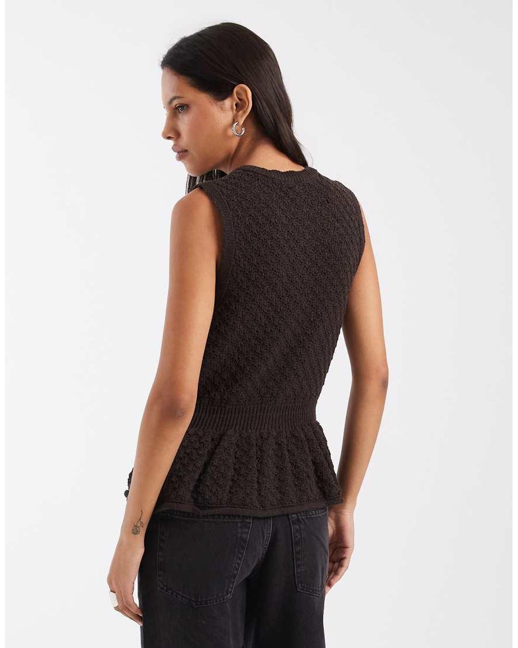 ASOS Black Knitted Tank With Button Detailing
