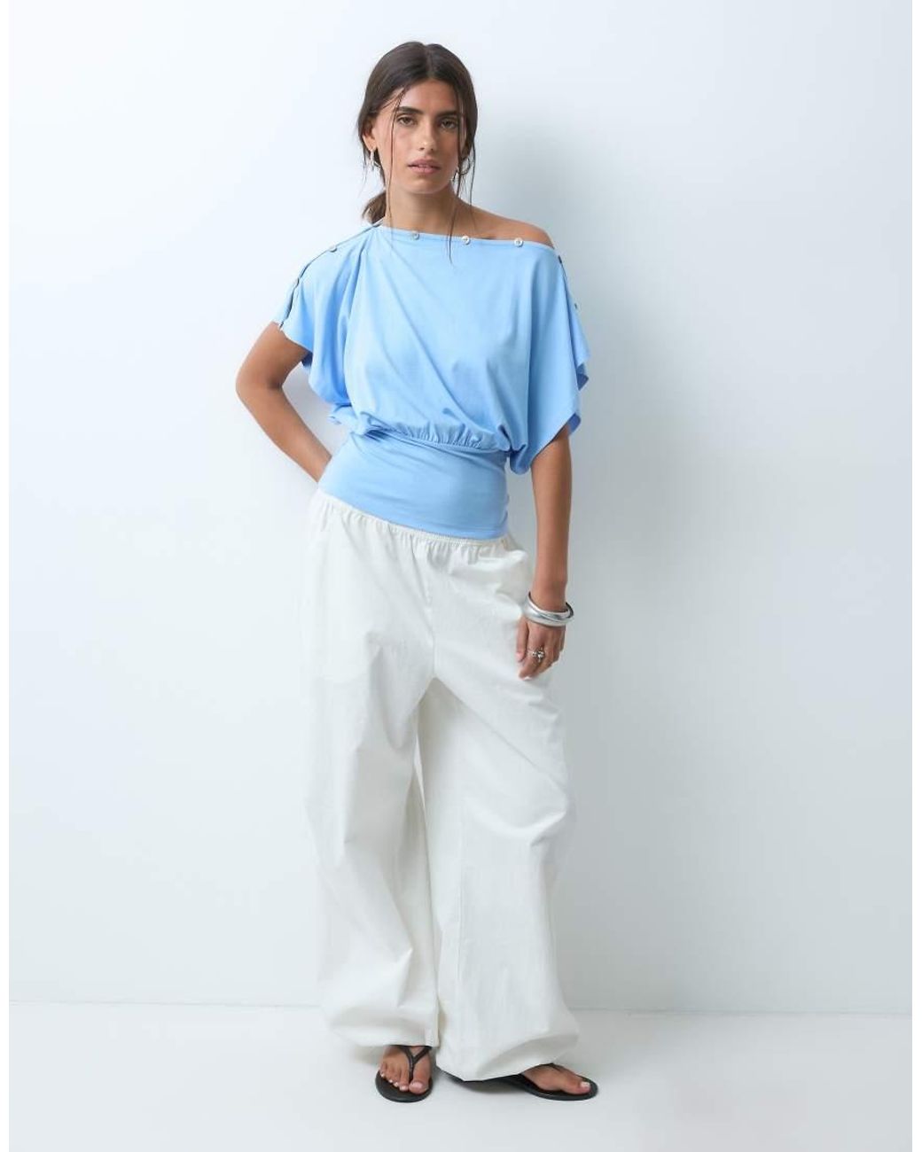 ASOS Blue Multi Way Button Up Top