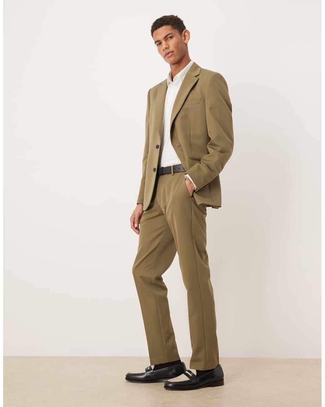 ASOS Natural Slim Suit Pants for men