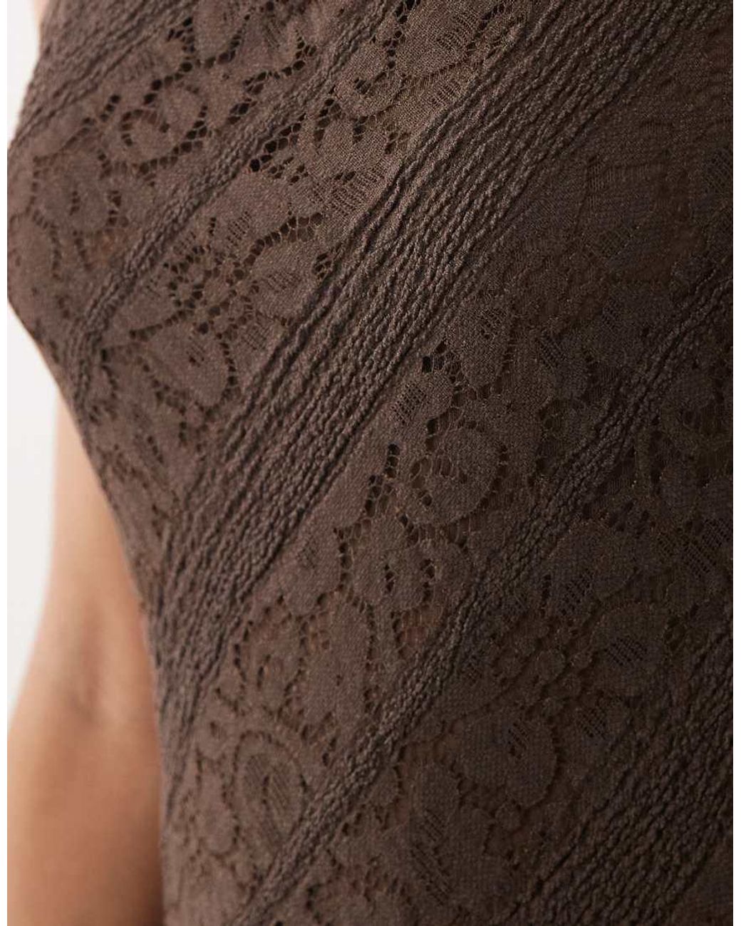Mango Brown Lace Midi Dress