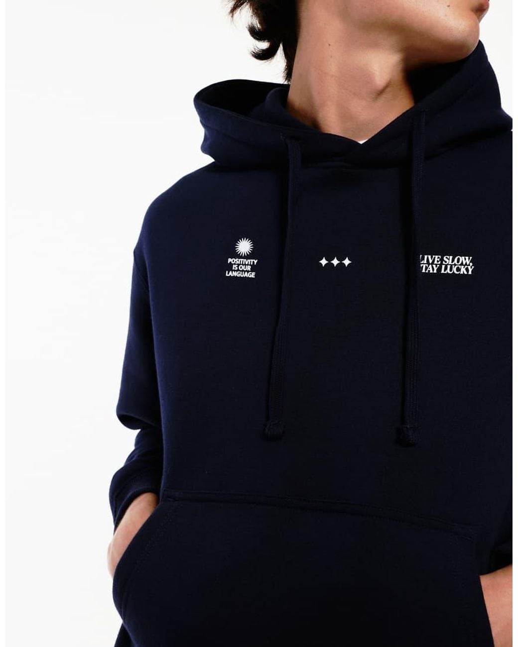 Pull&Bear Blue Graphic Sweatshirt With A Hood for men
