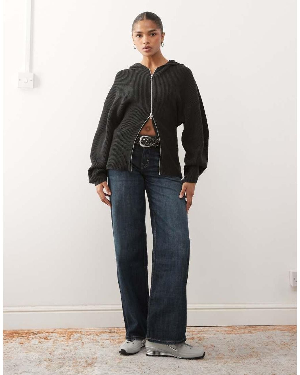 Monki Black Double Zip Cardigan