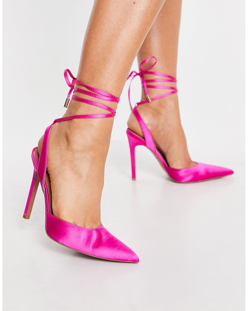 Zapatos rosa con tacón alto y diseño atado a la pierna ASOS de color Rosa |  Lyst
