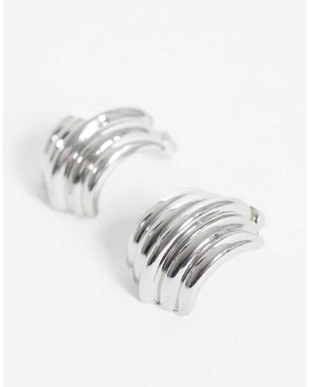 ASOS Gray Stud Earrings With Ridge Design
