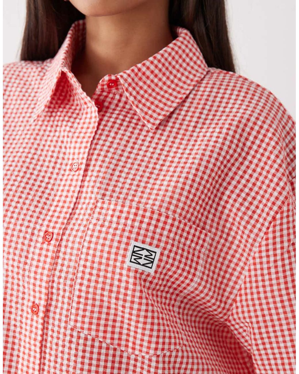 Noisy May Pink Seersucker Boxy Shirt Co-ord