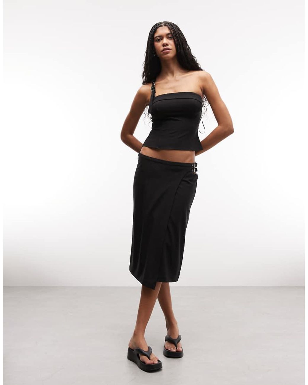 Weekday Black Asymmetric Buckle Top