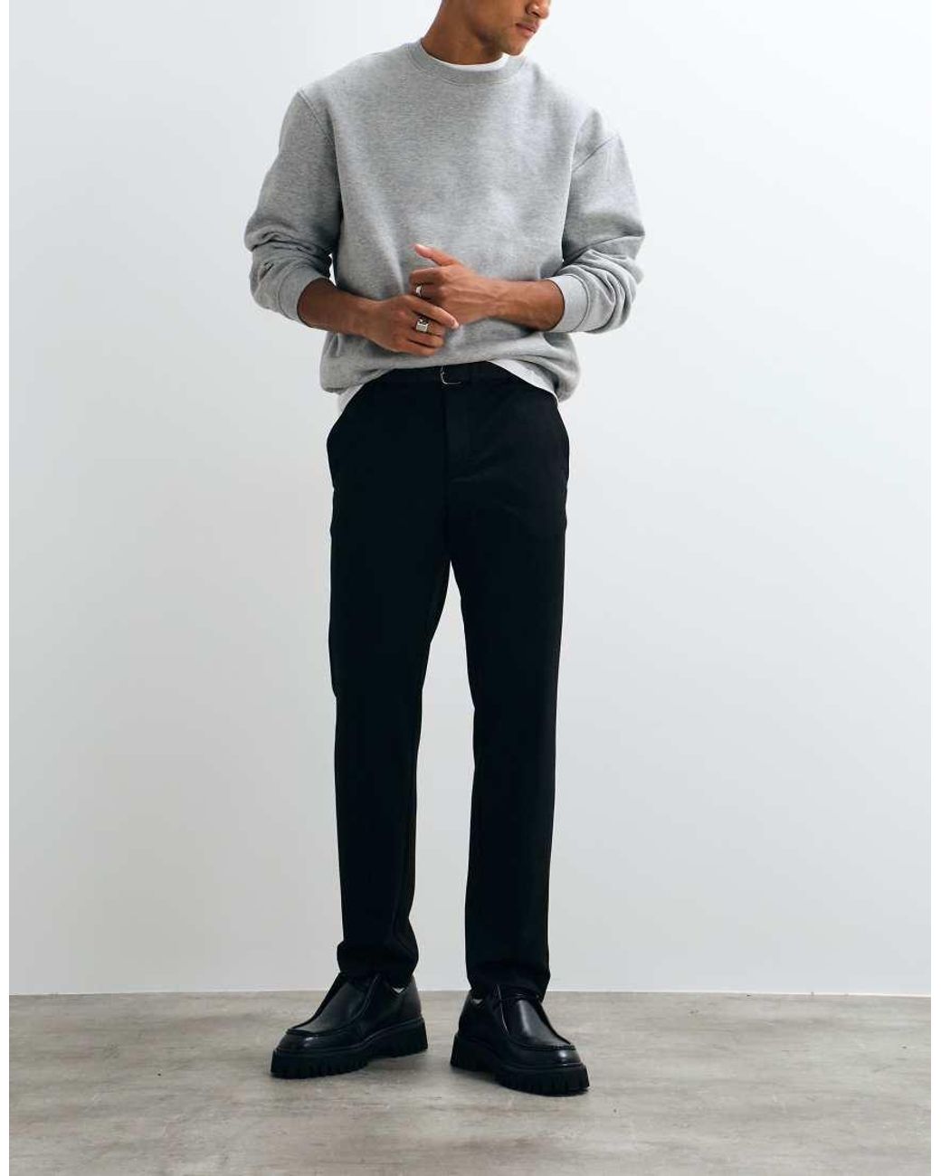 Jack & Jones Gray Slim Fit Smart Trousers for men