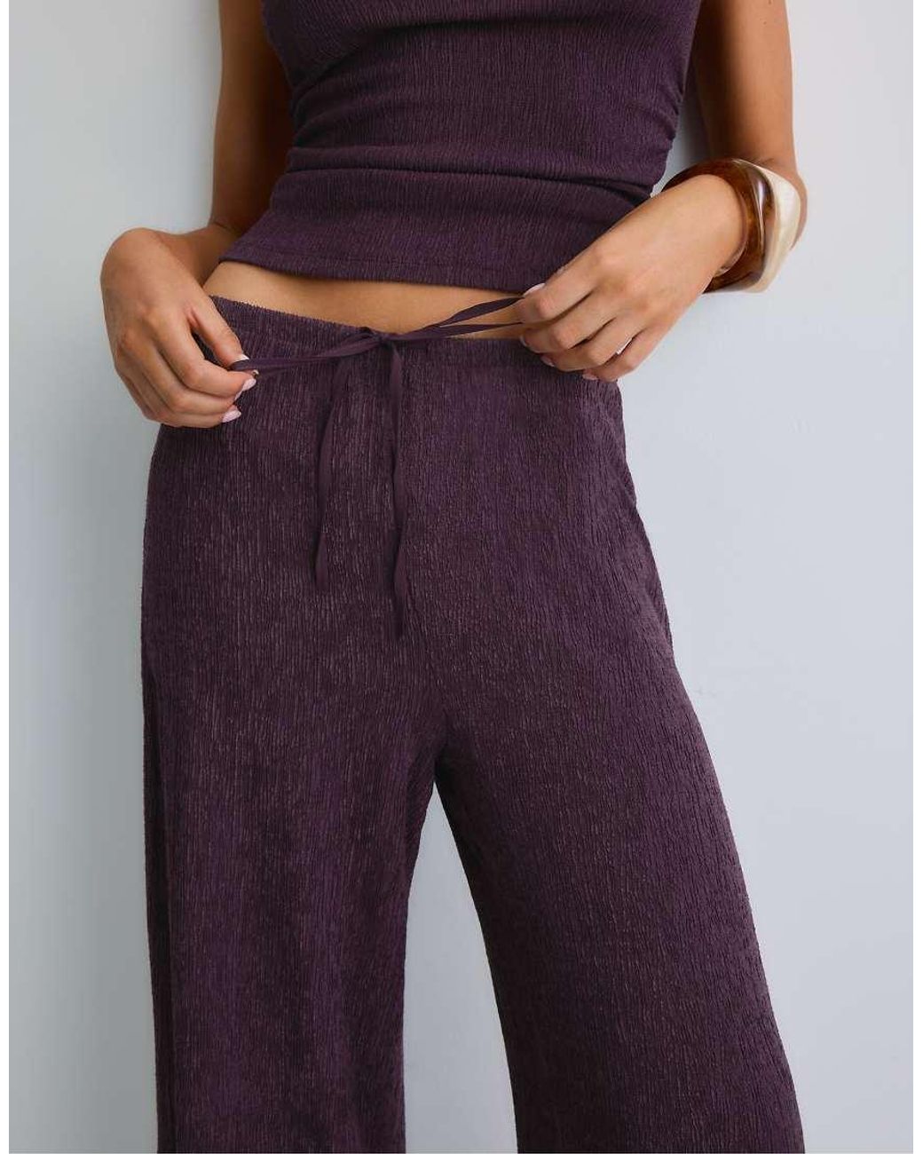 Stradivarius Blue Flowing Creased-Effect Trousers