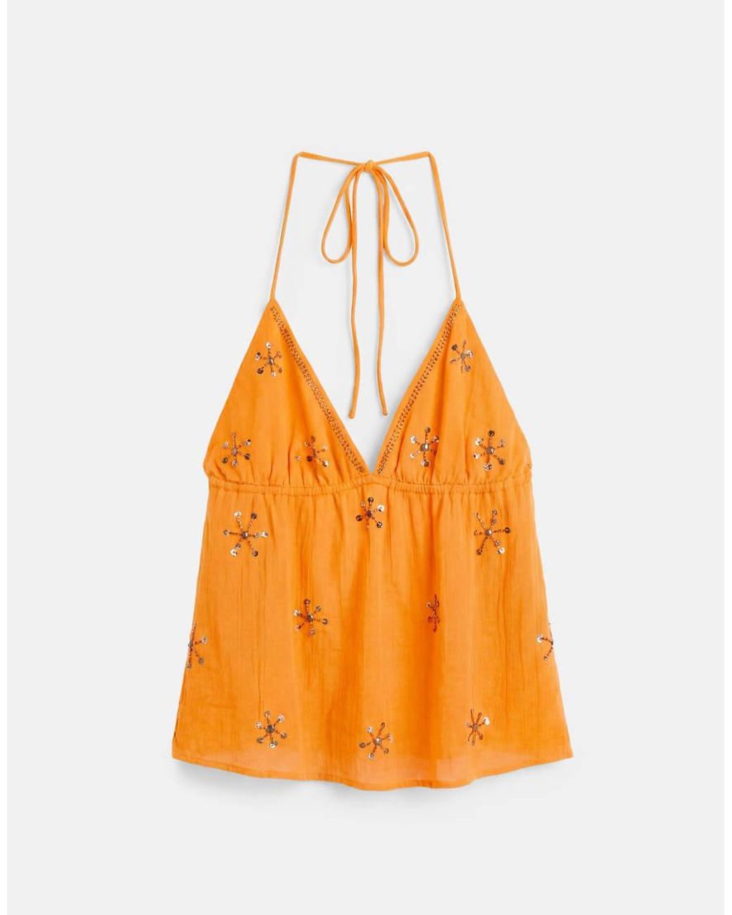 Pull&Bear Blue Beaded Halter Top