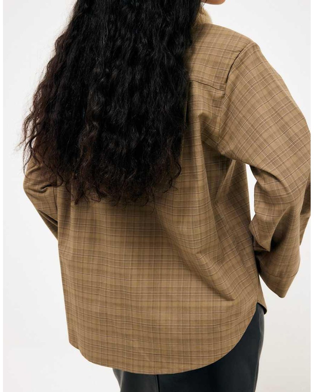 NA-KD Brown Oversized Shoulder Pad Shirt