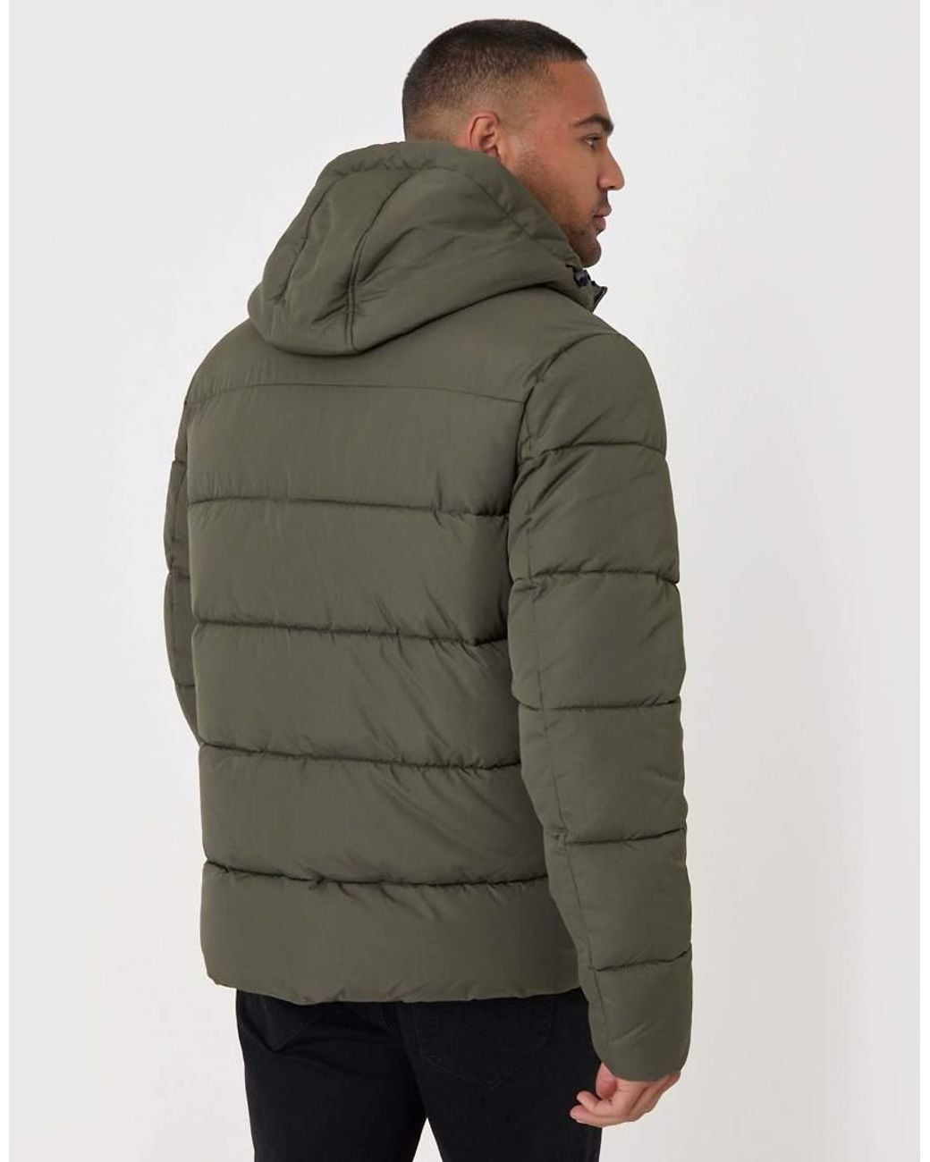 Threadbare Gray Showerproof Hooded Puffer Coat for men