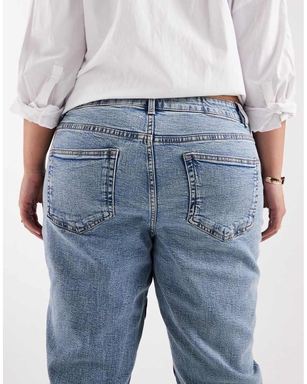ASOS Blue Asos Design Curve Slim Fit Mom Jeans