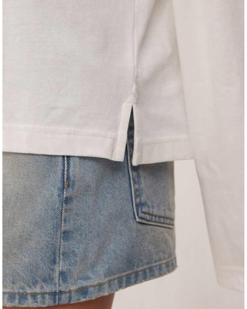 Monki White Oversized Long Sleeve T-Shirt With Side Slits