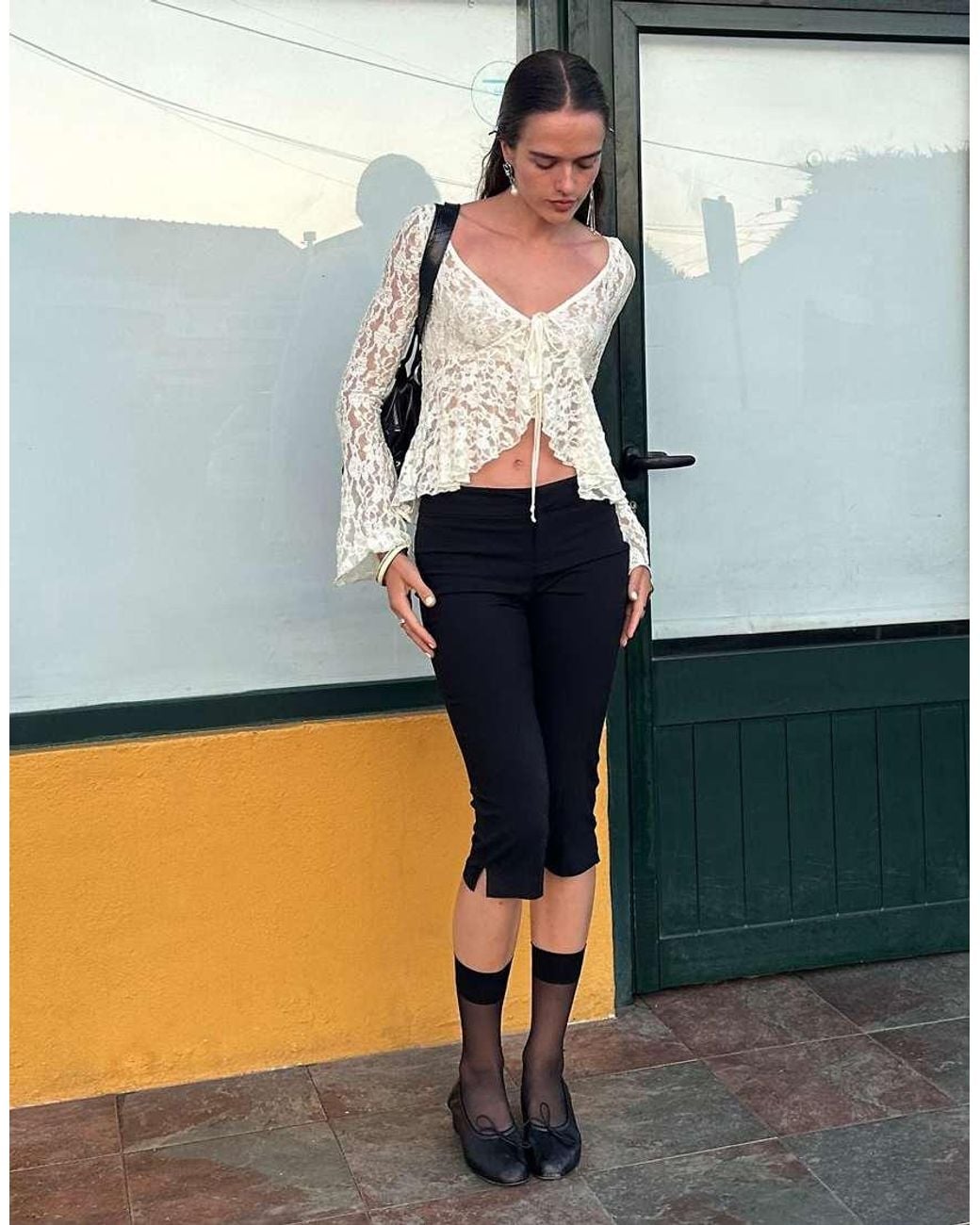 Bershka Gray Lace Ruffle Jacket