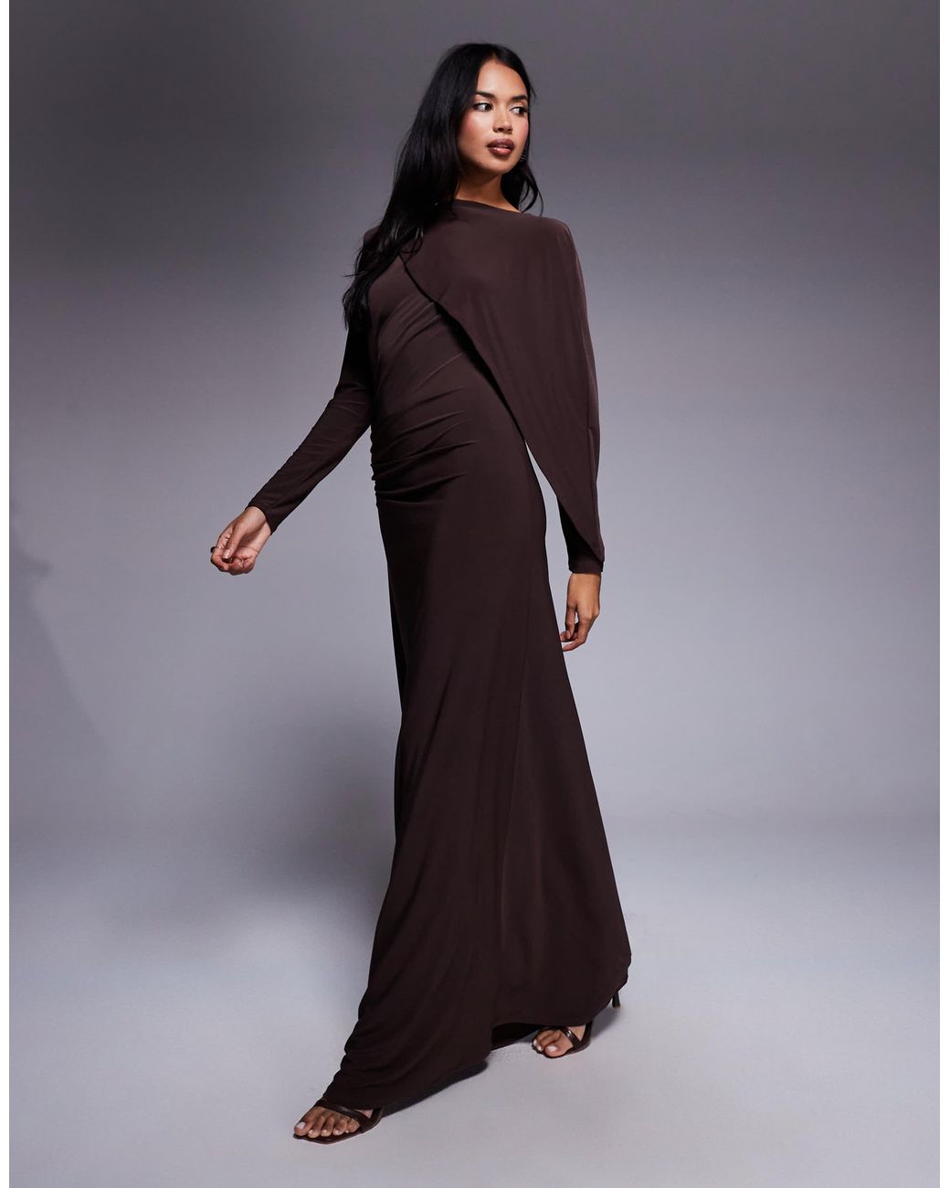 DASKA Slinky Cape Detail Maxi Dress in Blue | Lyst