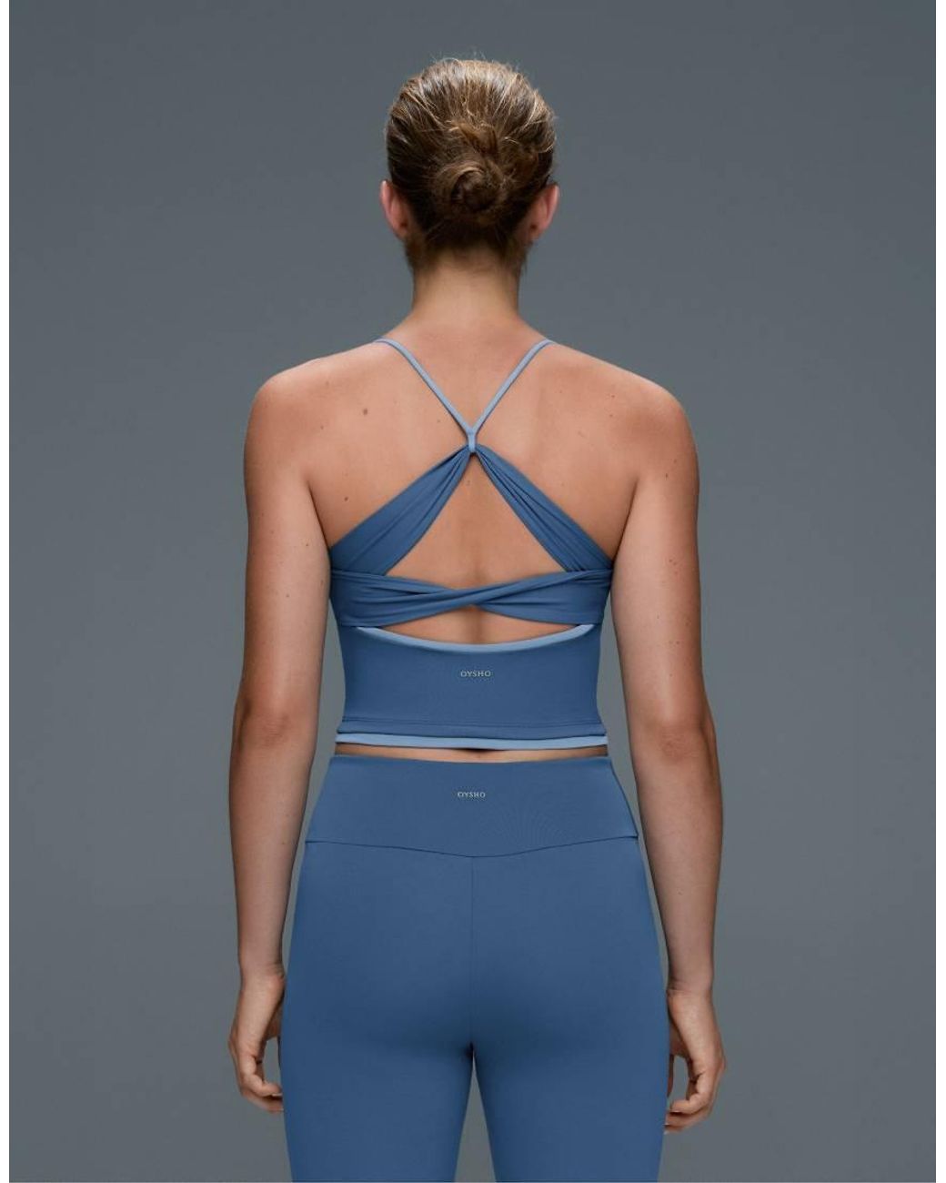 Oysho Blue Comfortlux Crossover Strap Tank Top