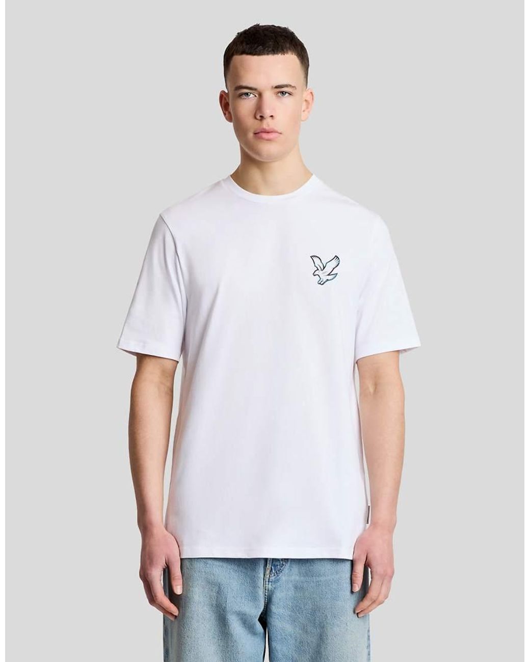 Lyle & Scott White Ss T-Shirts Chrome Eagle Graphic T-Shirt for men