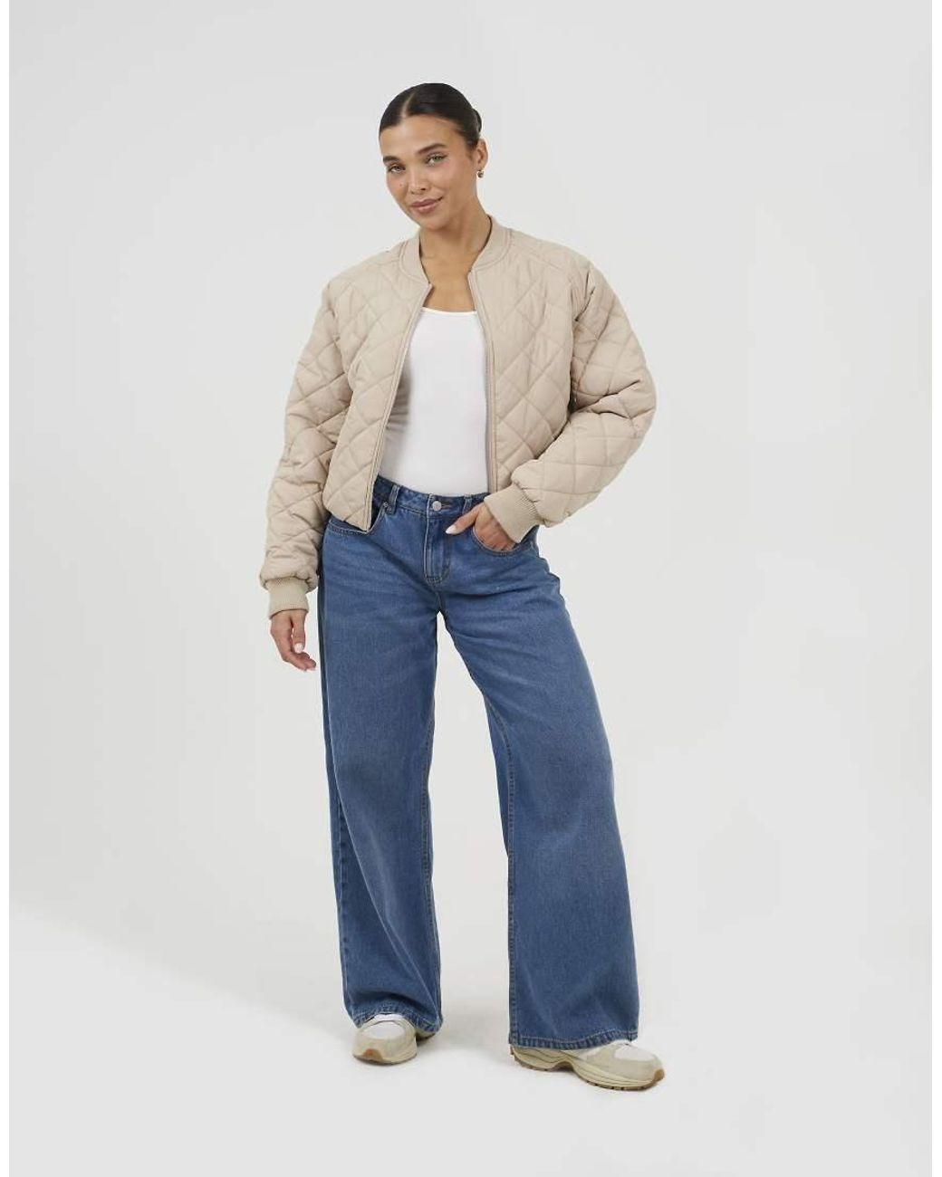 Brave Soul Natural Diamond Quilted Bomber Jacket