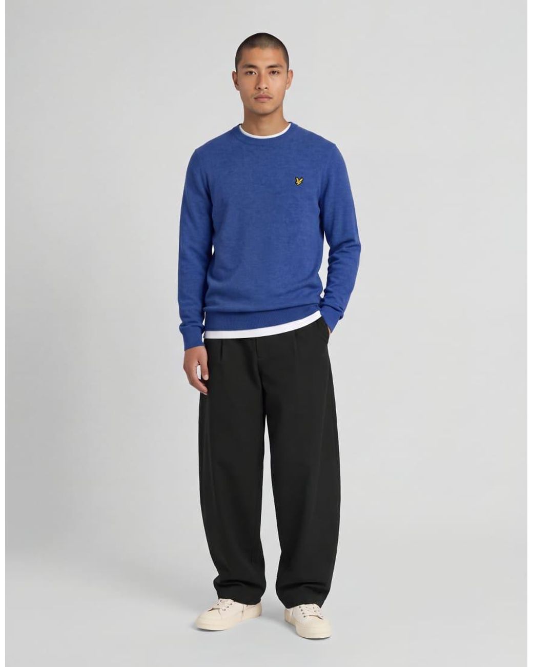 Lyle & Scott Blue Mid Knits Lambswool Blend Crew Neck Jumper for men