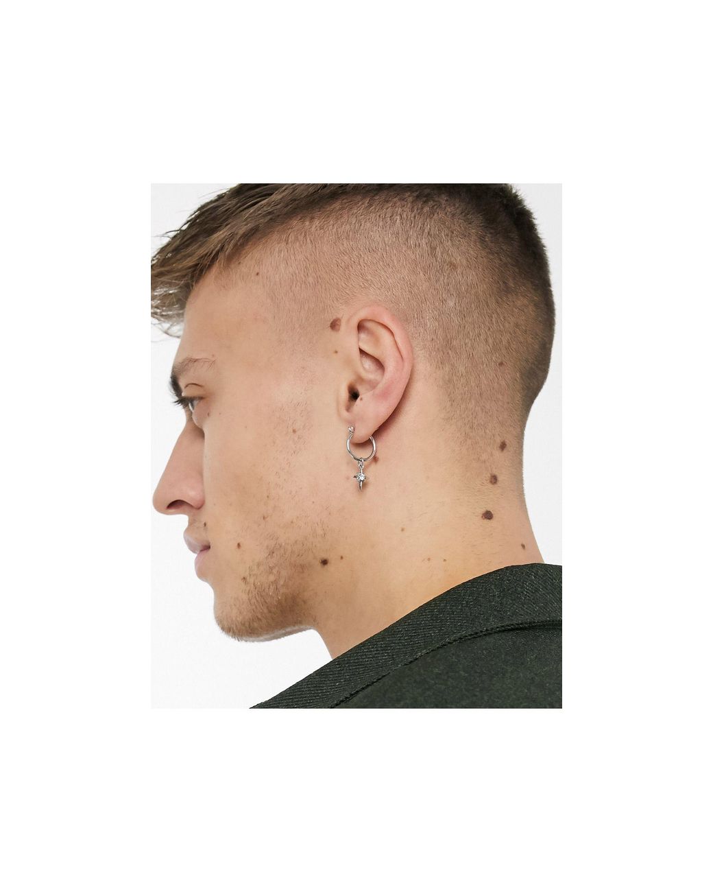 TOPMAN Hoop Earrings With Cross Charms in Metallic for Men | Lyst