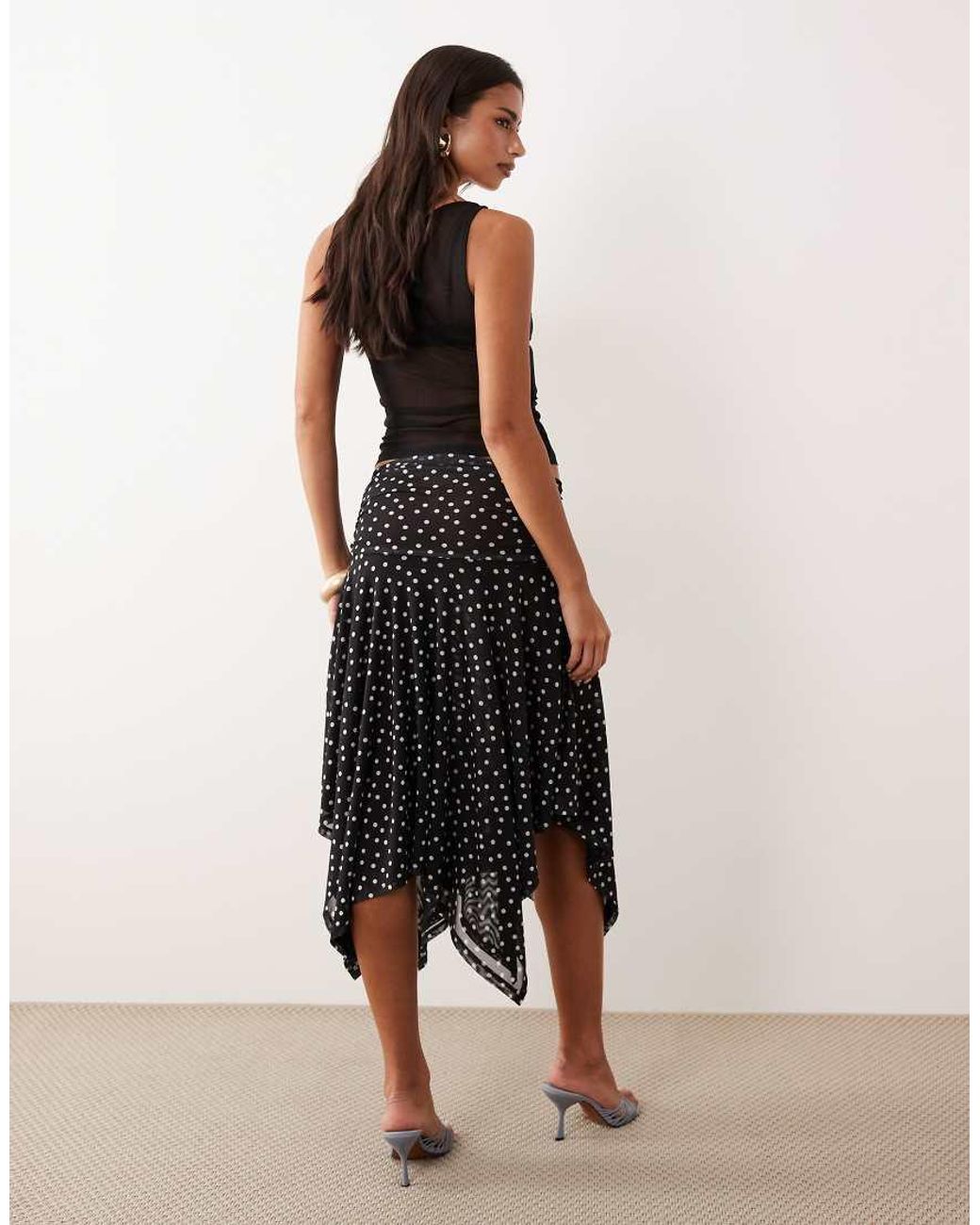 ASOS Black Sheer Mesh Hanky Hem Skirt