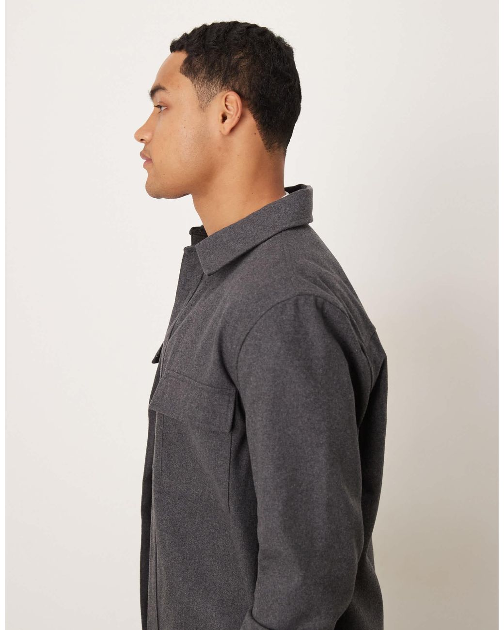 Mango Gray Pocket Detail Wool Mix Jacket for men