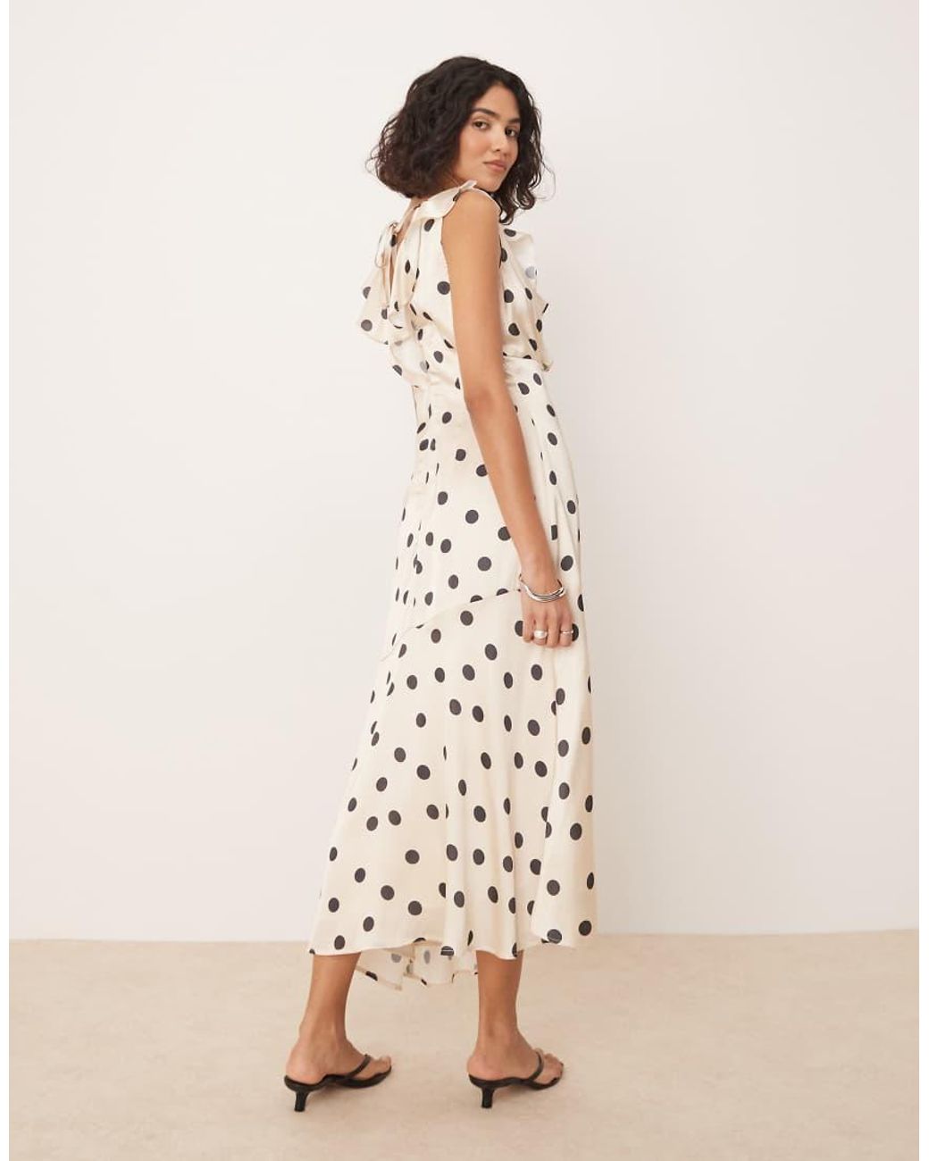 navy blue dress for baby girl Down With Love Asymmetrical Midi Dress Black / White Polka