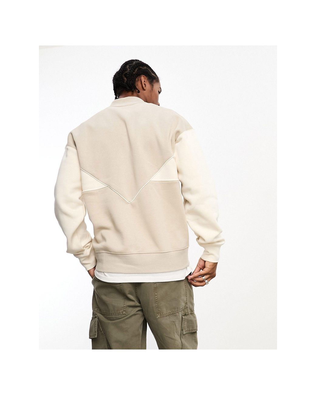 adidas Originals Next Chest Logo 1/2 Zip Sweatshirt in Natural for Men