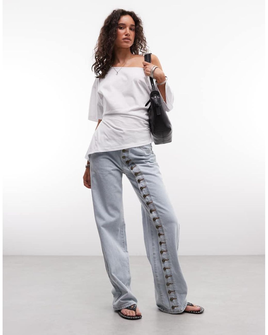 Collusion White Off The Shoulder Ruched Top