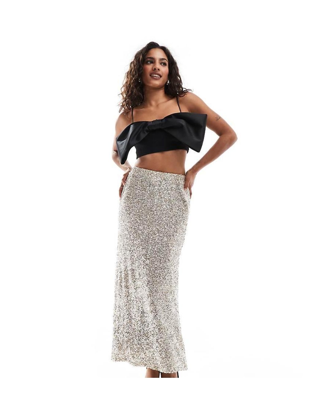 never fully dressed glitter skirt Sparkle Skirts 2020 Never Fully Petite Sequin Maxi In White Lyst UK hbash