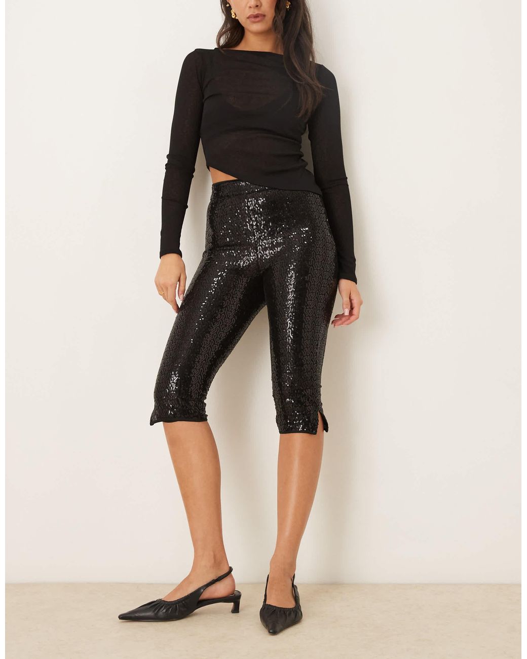 ASOS Black Tailored Sequin Capri Trousers