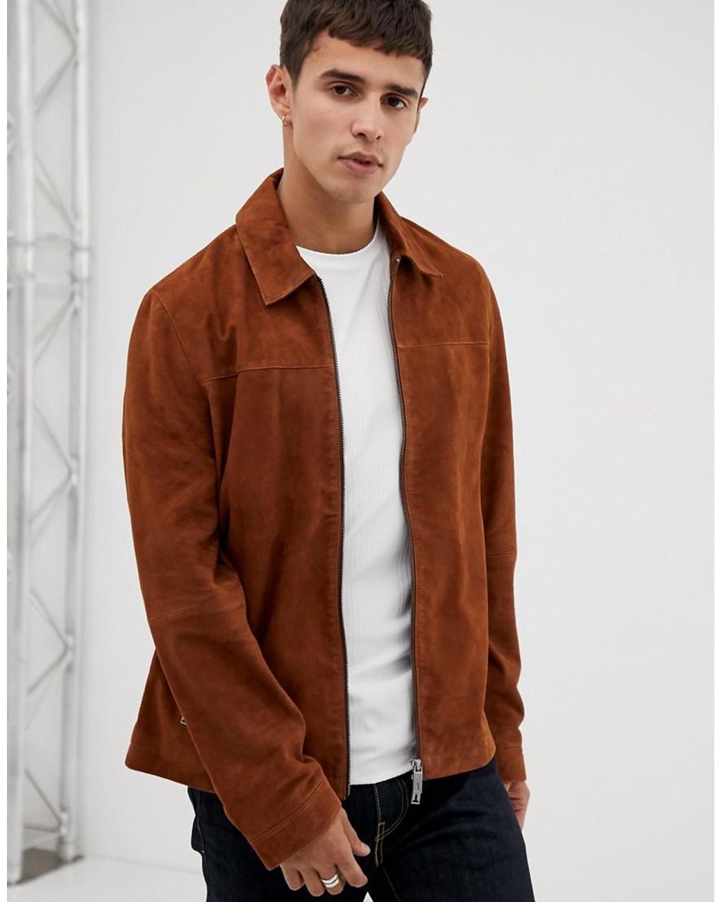 Ted Baker Suede Jacket In Brown for Men - Save 14% - Lyst