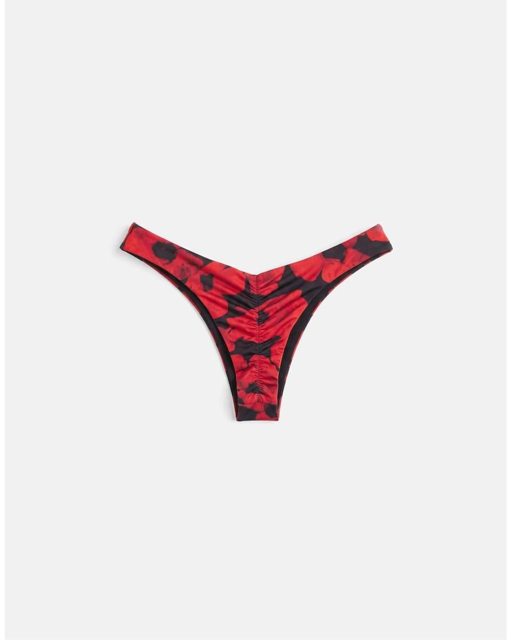 Pull&Bear Brown Poppy Print Brazilian Bikini Briefs