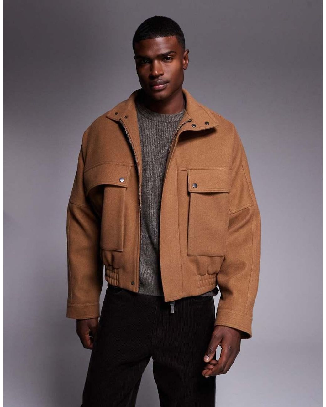 ASOS Brown Harrington Jacket for men