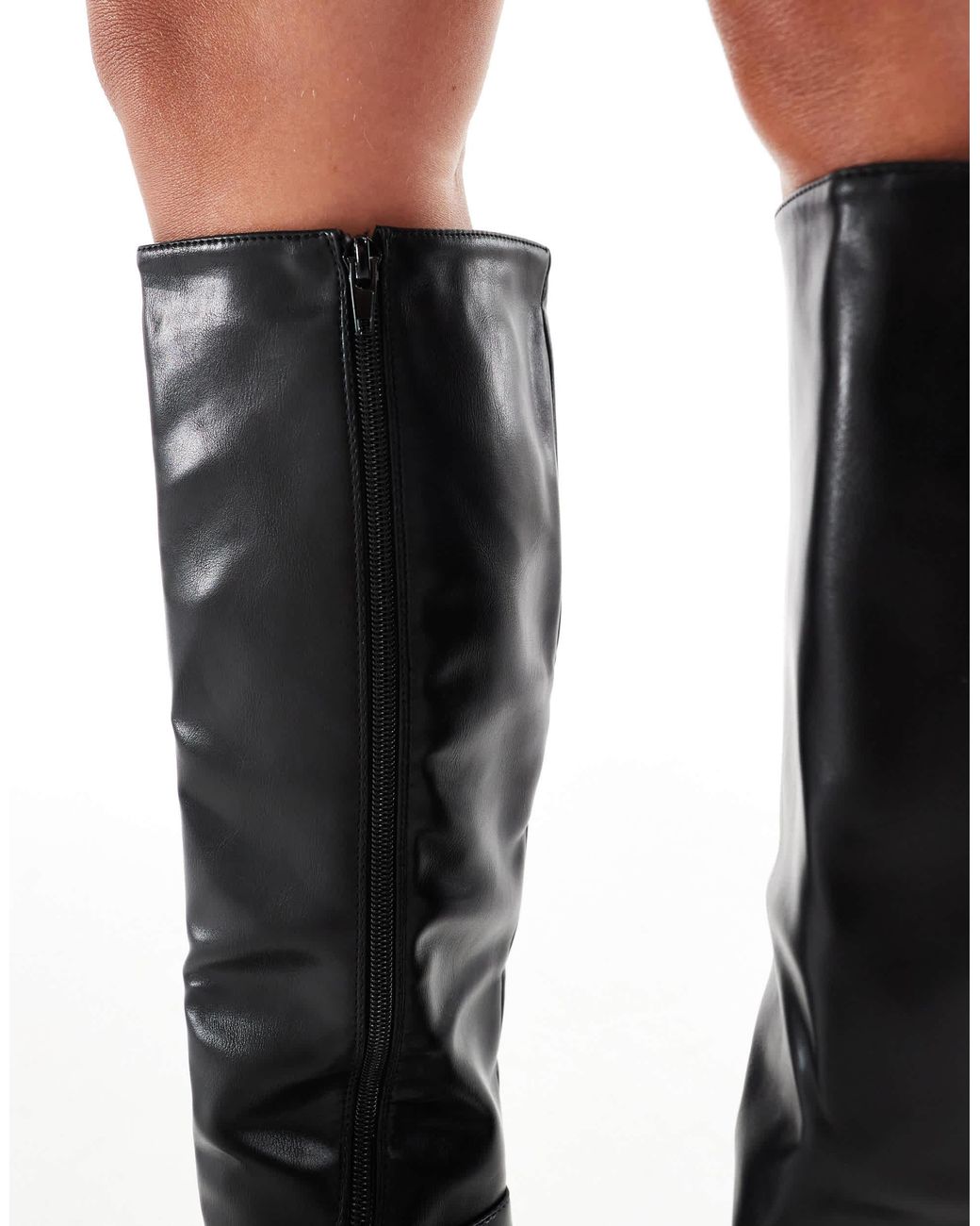 SEQWL Wide Fit Multicolor Fisher Block Heel Knee Boots