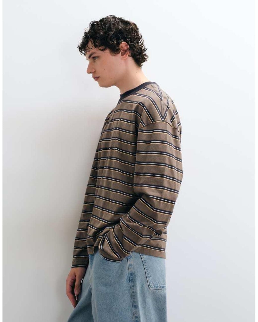 Hollister Gray Boxy Fit Heavyweight Long Sleeve T-Shirt for men