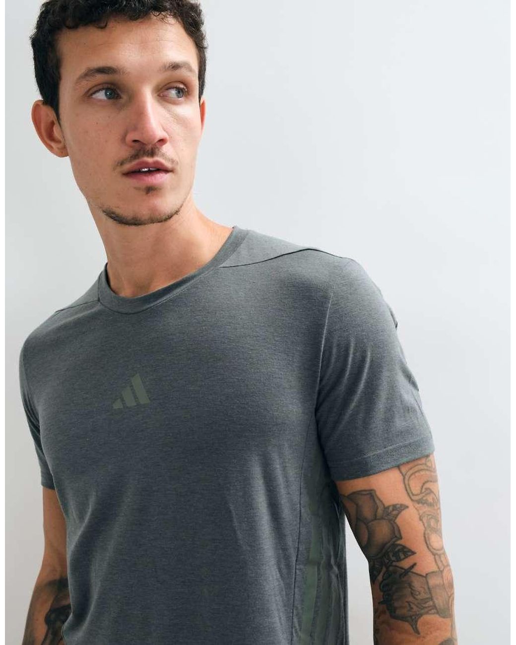 Adidas Originals Gray Adidas Training D4t T-shirt With 3 Stripes for men