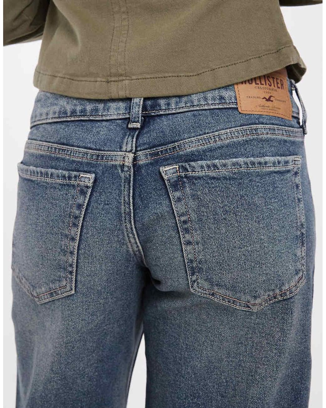 Hollister Blue Ultra Low Rise Wide Leg Jeans