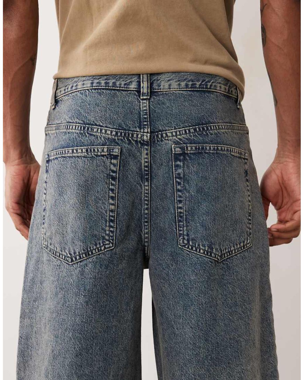 ASOS Blue Longer Length Denim Jorts for men