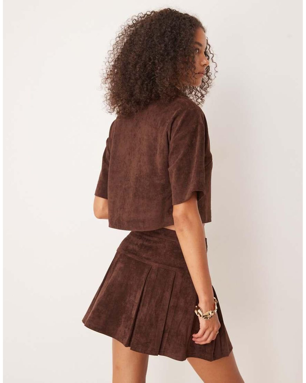 ASOS Brown Co-ord Faux Suede Boxy Shirt