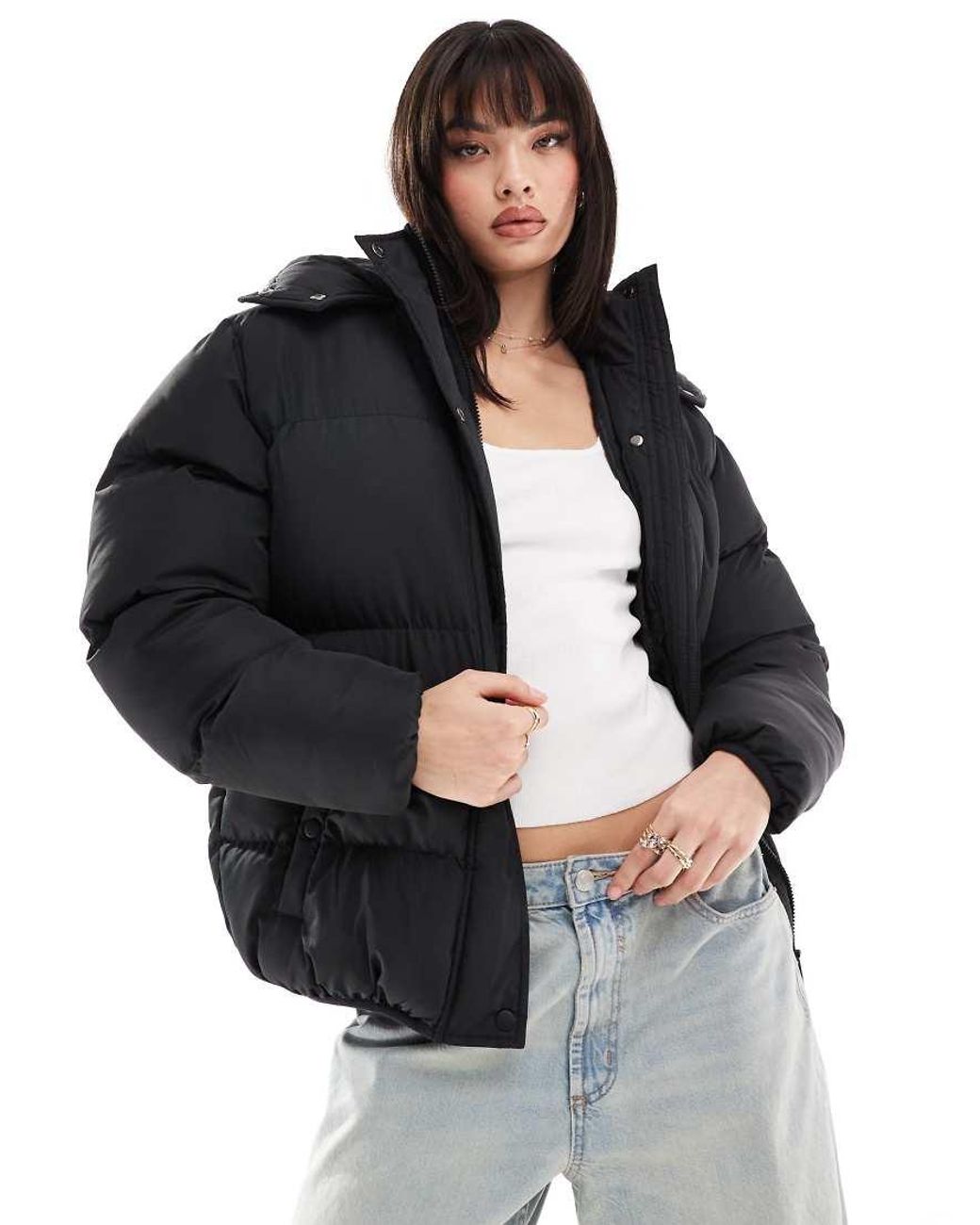 Brave Soul Hooded Puffer Jacket in Blue Lyst UK