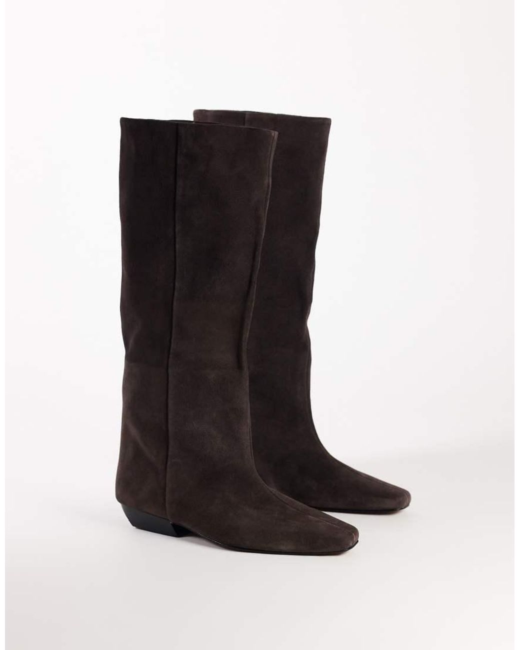 TOPSHOP Brown Pablo Real Leather Slim Western Boots