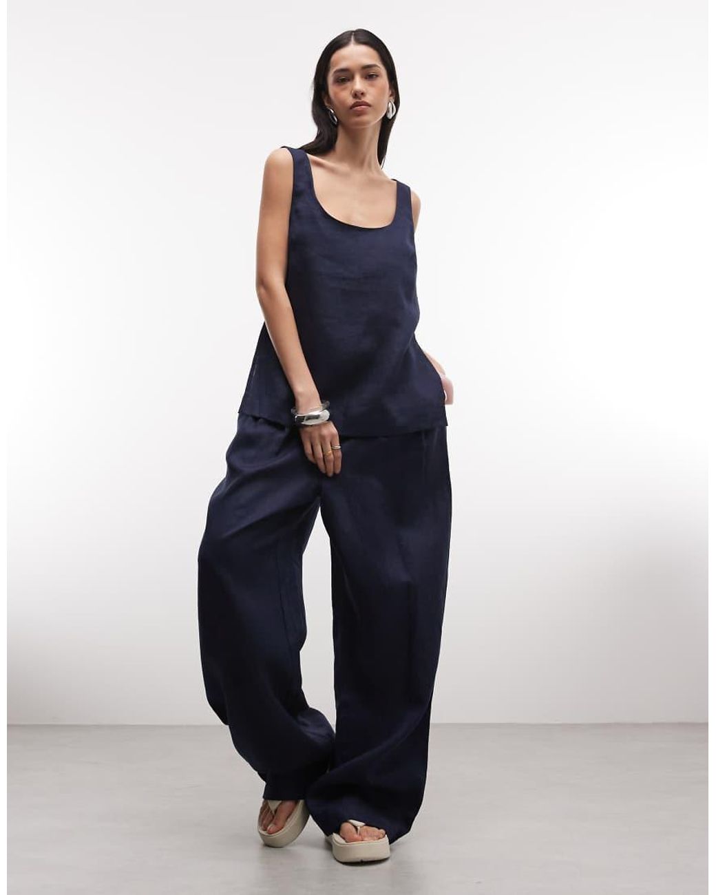 ASOS Blue Linen-look Shell Top
