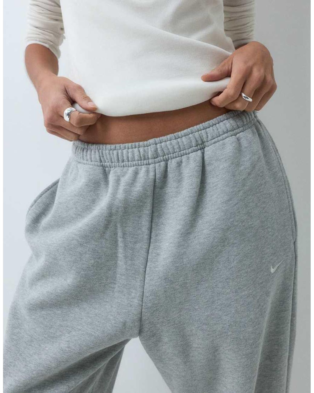 Nike Gray Studio Fleece Mid-weight Oversized Cuffed joggers