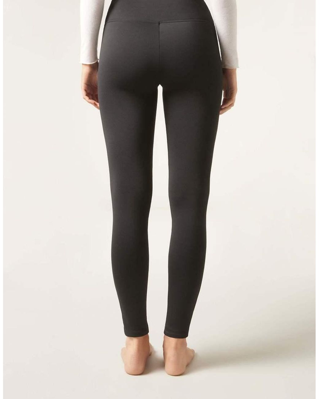 Calzedonia Black Plush Thermal Leggings