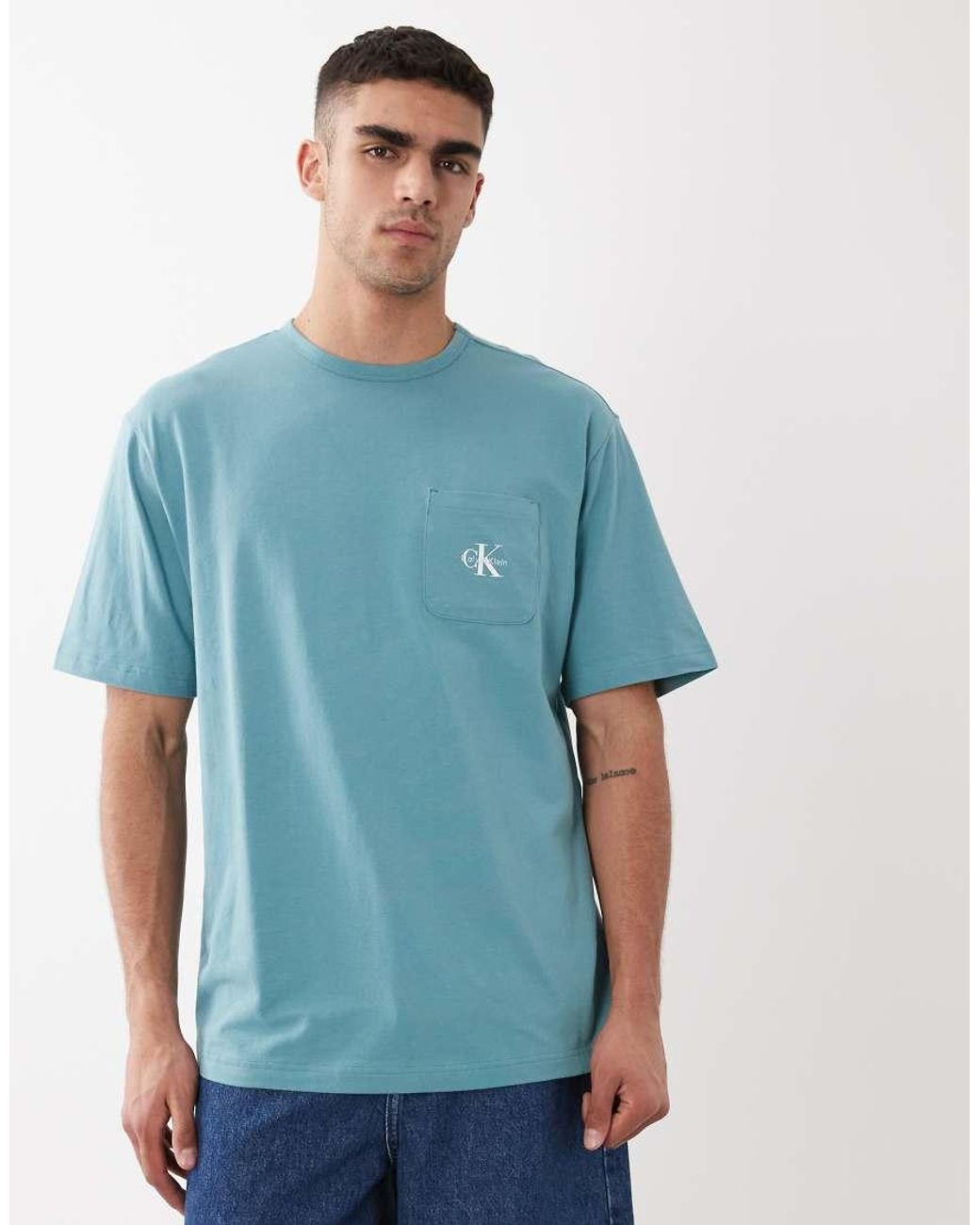 Calvin Klein Blue Icon Cotton Stretch Loungewear T-shirt for men