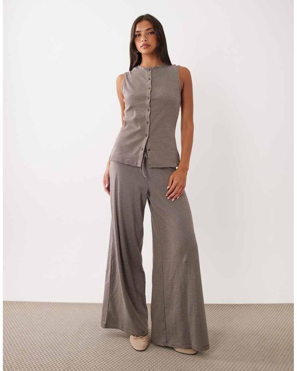 ASOS Brown Button Through Crew Neck Waistcoat Co-ord
