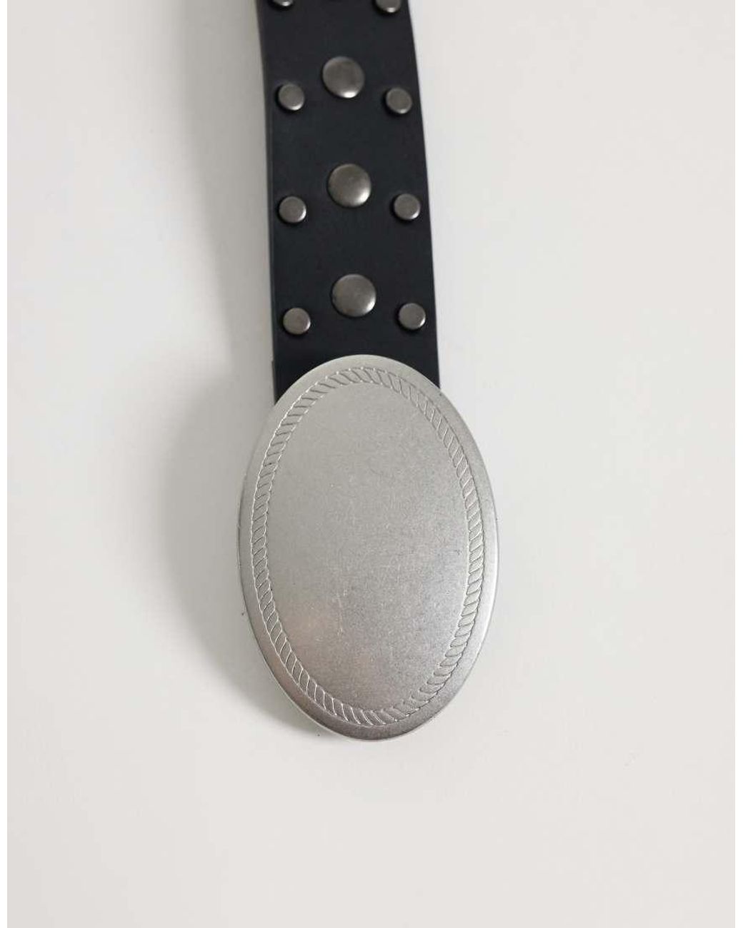 ASOS Gray Western Buckle Studded Faux Leather Belt for men