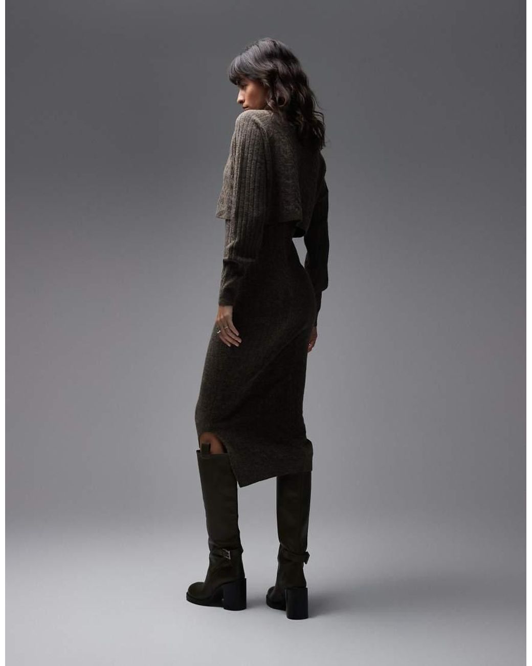 AllSaints Gray Sabine Co-ord Knit Dress & Cardigan Two Piece